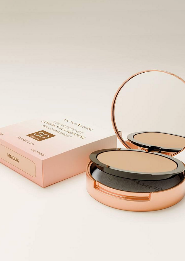 MM006 Fond de teint compact Solar Defense Amaretto avec SPF 30