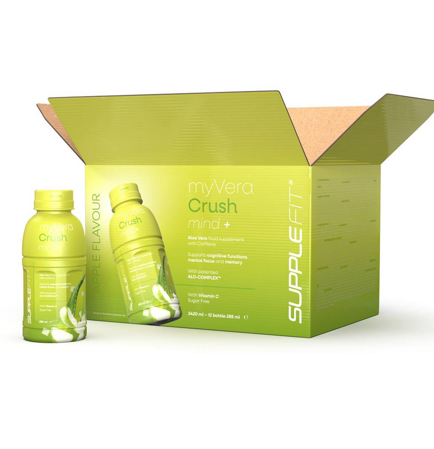 MYVERA CRUSH Mind+ Integratore alimentare con caffeina in bottiglie monodose da 285 ml