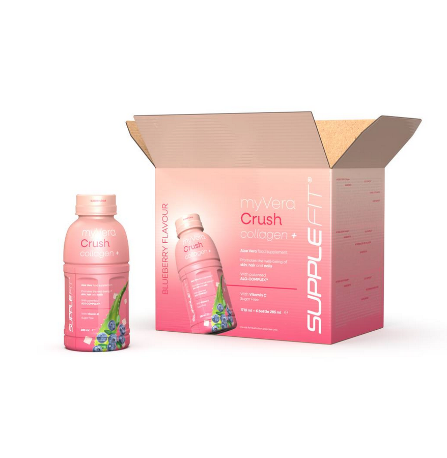 MYVERA CRUSH Collagen+ Integratore alimentare in bottiglie monodose da 285 ml